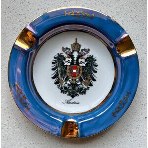 Hassenpflug Austrian Porcelain Ashtray  Double-Headed Eagle Crest & Gold Accents